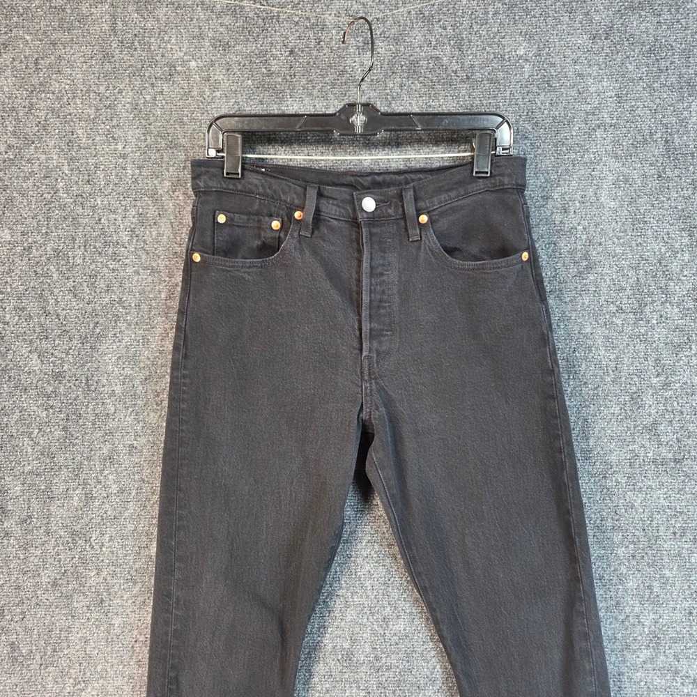 Levi's Premium 501 Big E Black Jeans 28x29 High Rise Button Fly Straight Leg - Picture 4 of 16